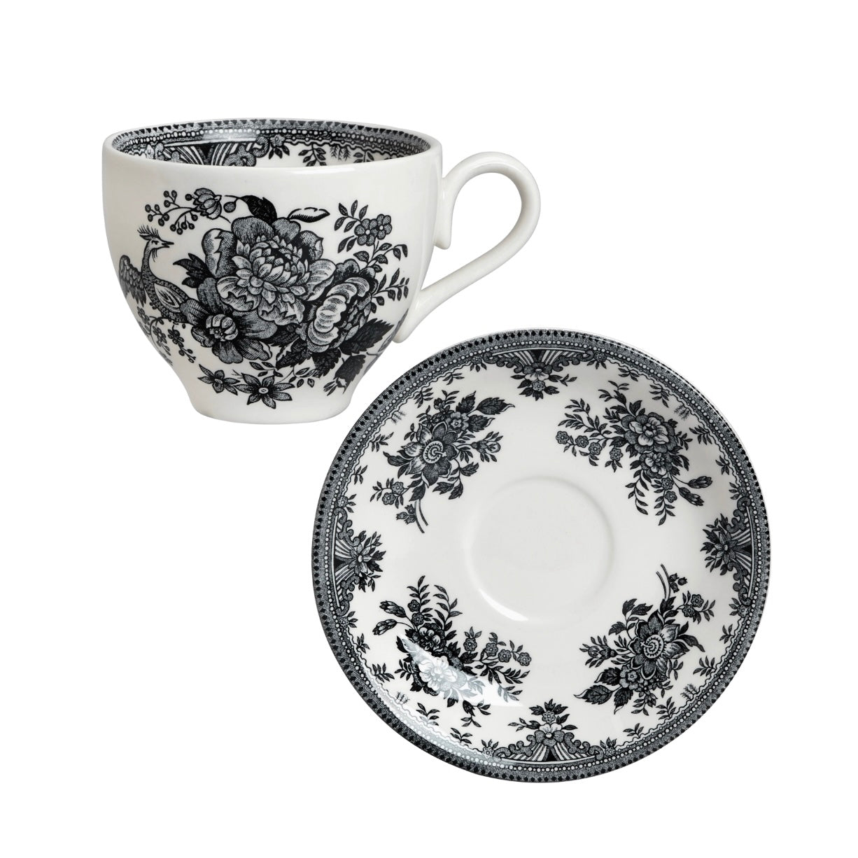 Burleigh Black Asiatic Pheasants Teacup Cup & Saucer