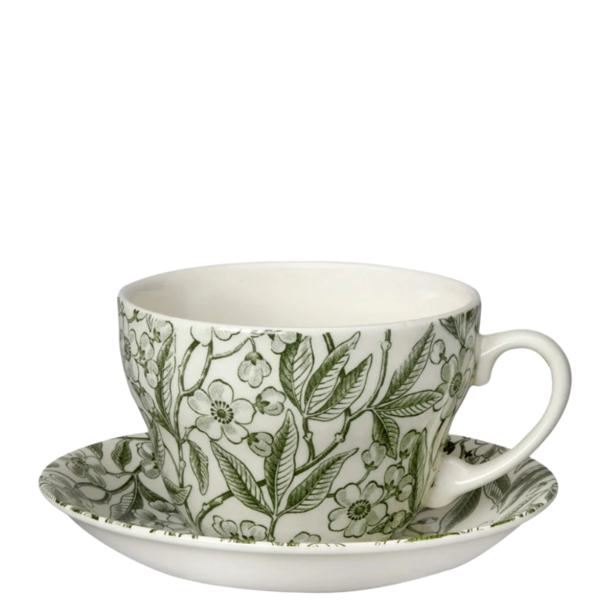 Burleigh Green Prunus Breakfast Cup & Saucer