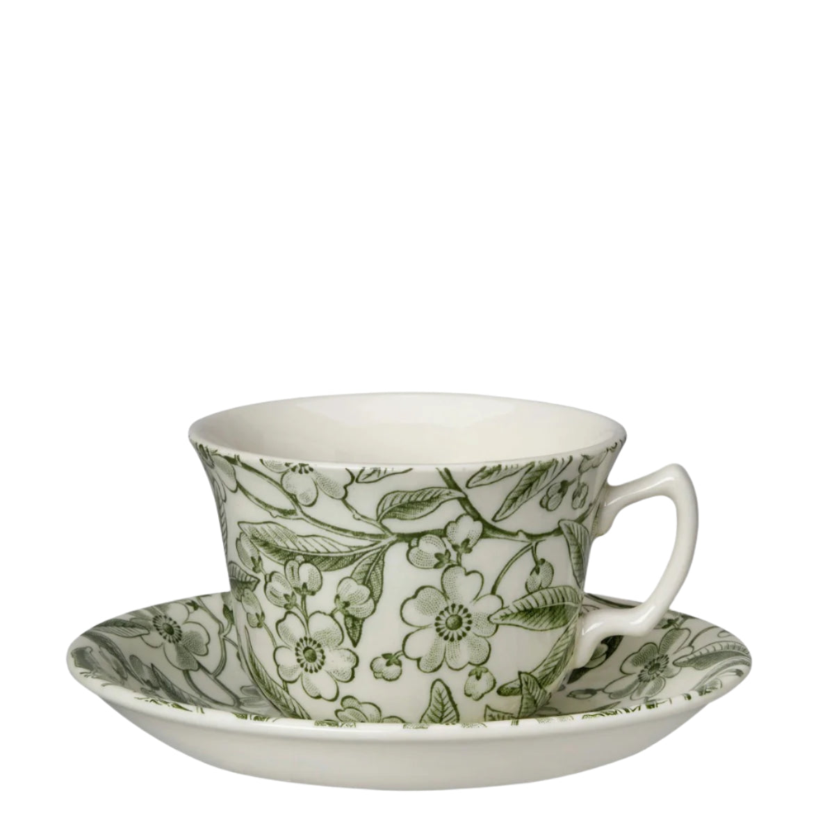 Burleigh Green Prunus Teacup & Saucer