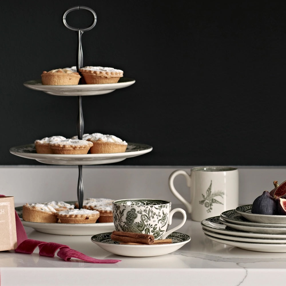 Burleigh Green Regal Peacock Teacup & Saucer