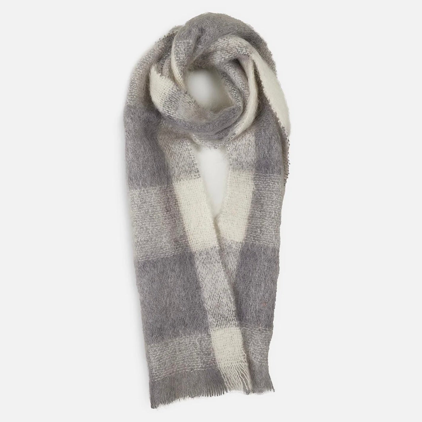 Cushendale Drumin Mohair XL Scarf - Grey-Plaid