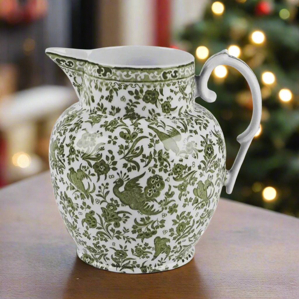 Burleigh Green Regal Peacock Large Etruscan Jug