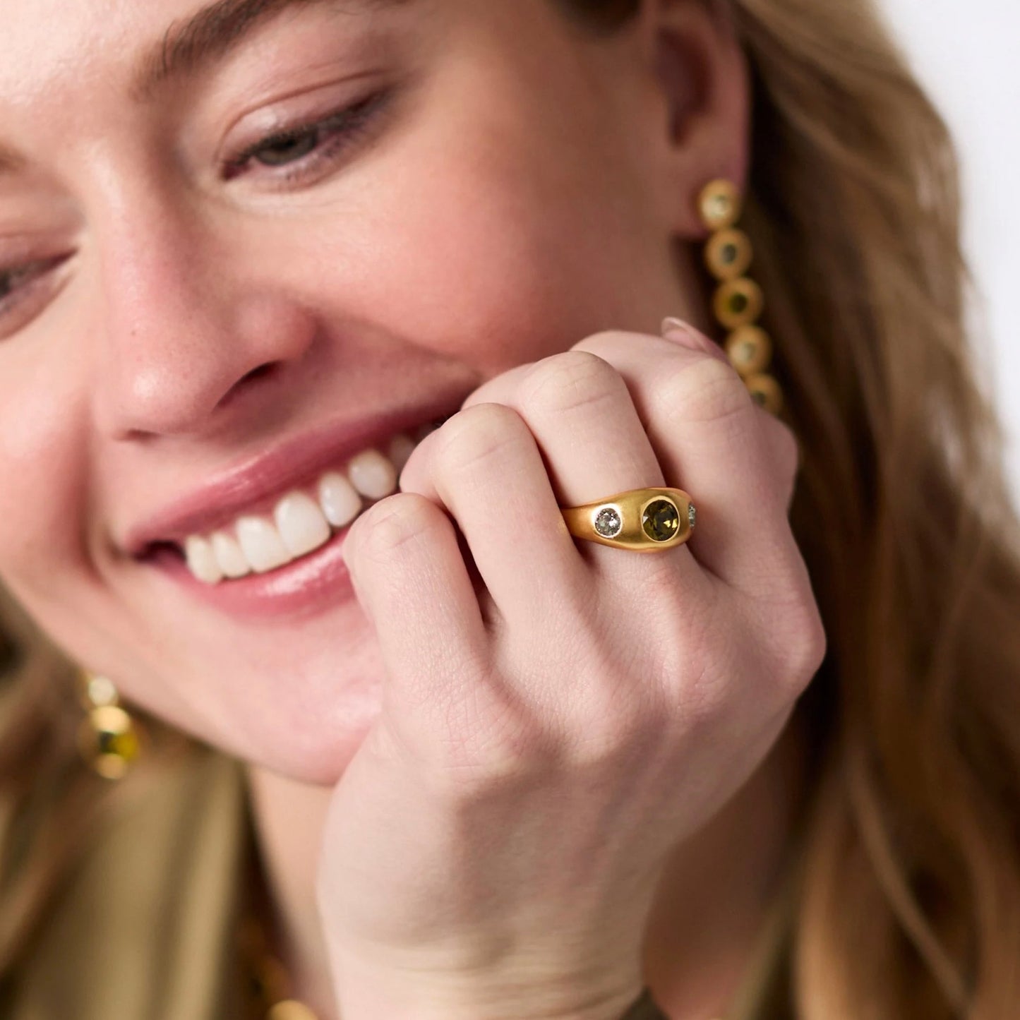 Julie Vos Rainbow Signet Ring - Shades of Jade Size 8