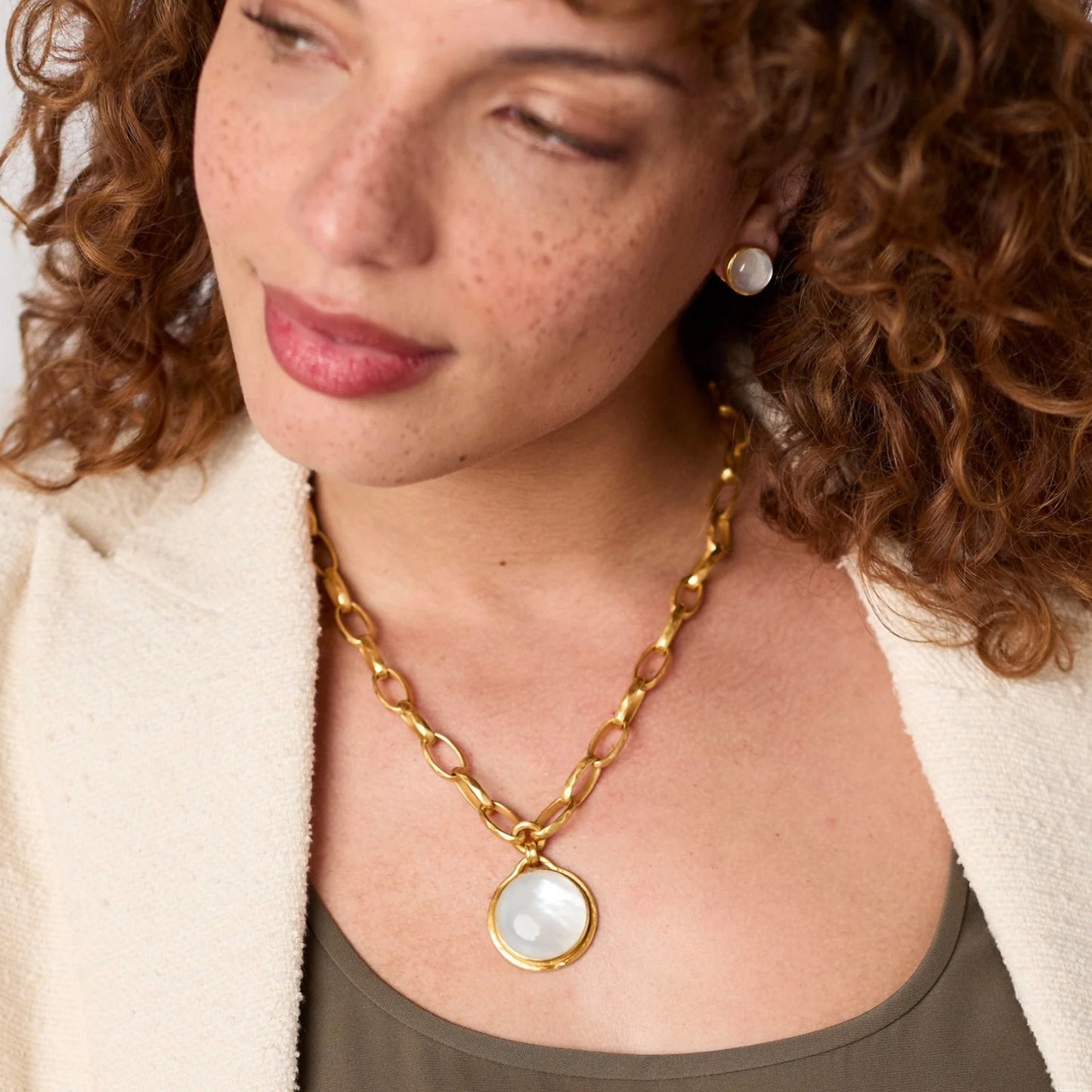 Julie Vos Solara Statement Necklace - Iridescent Clear Crystal