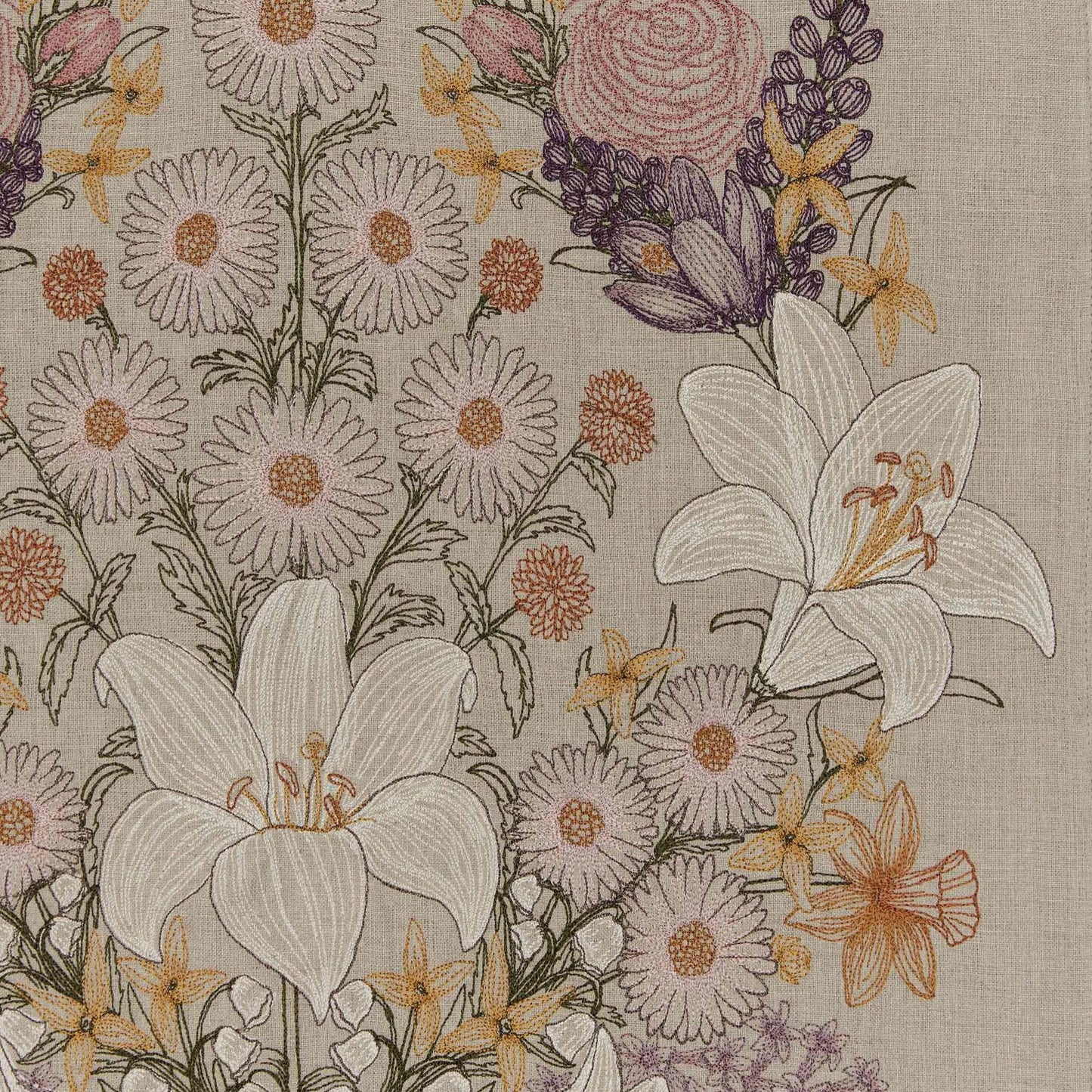 Coral & Tusk Lilies and Daisies Table Runner