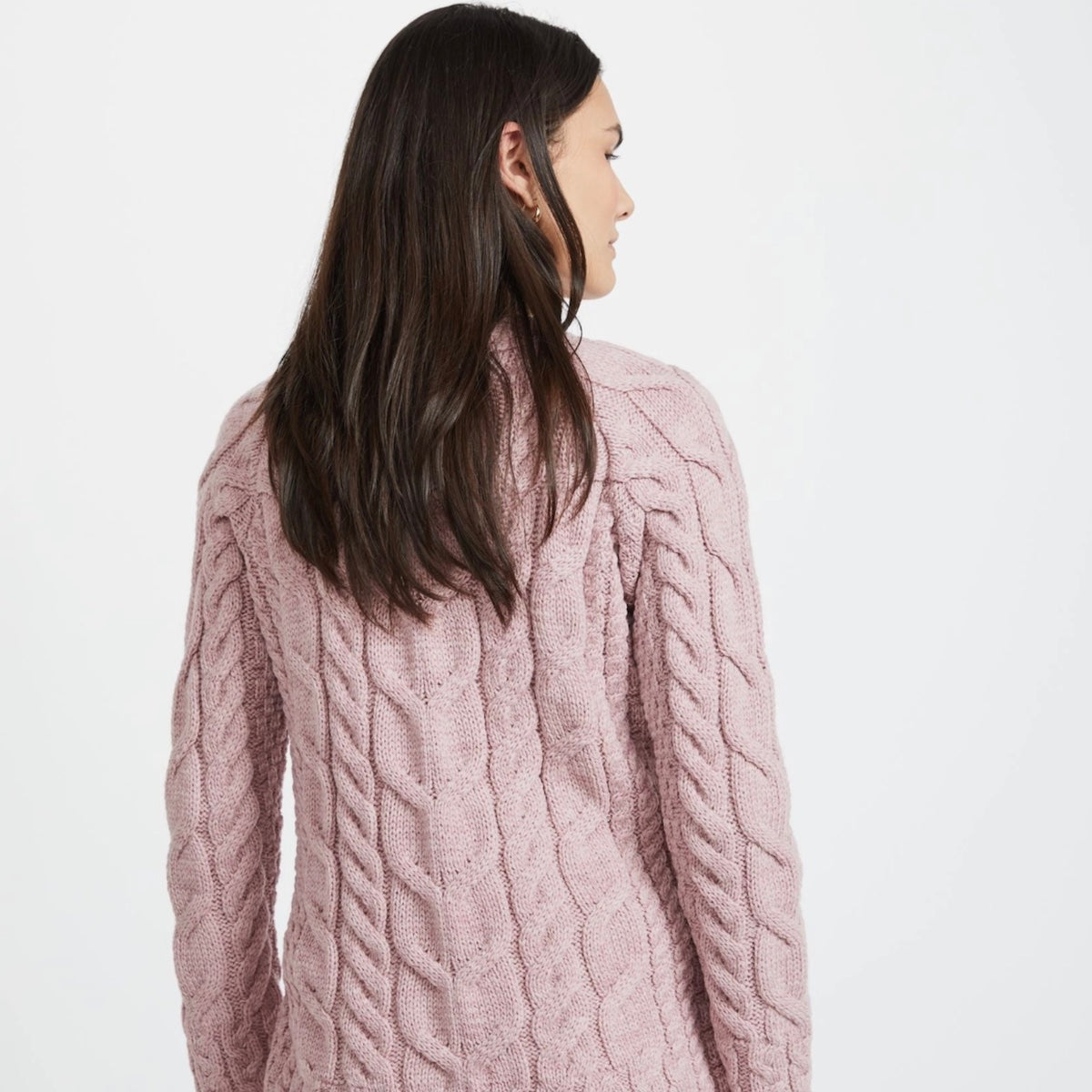 Aran Listowel Ladies Cabled Sweater - Blush