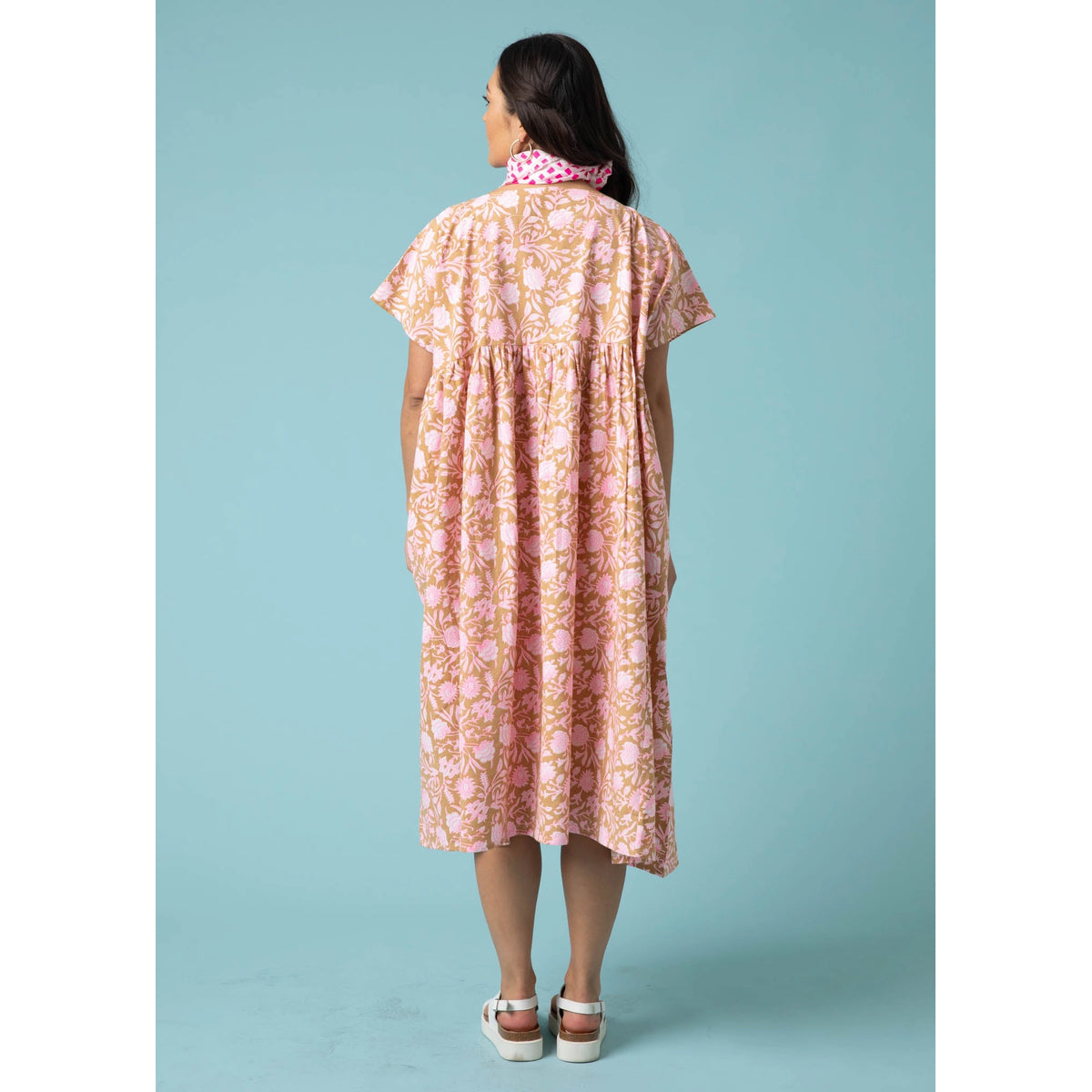 and for Good Meadow Dress - Floral Escape in Baked Clay & Neon Pink - One Size