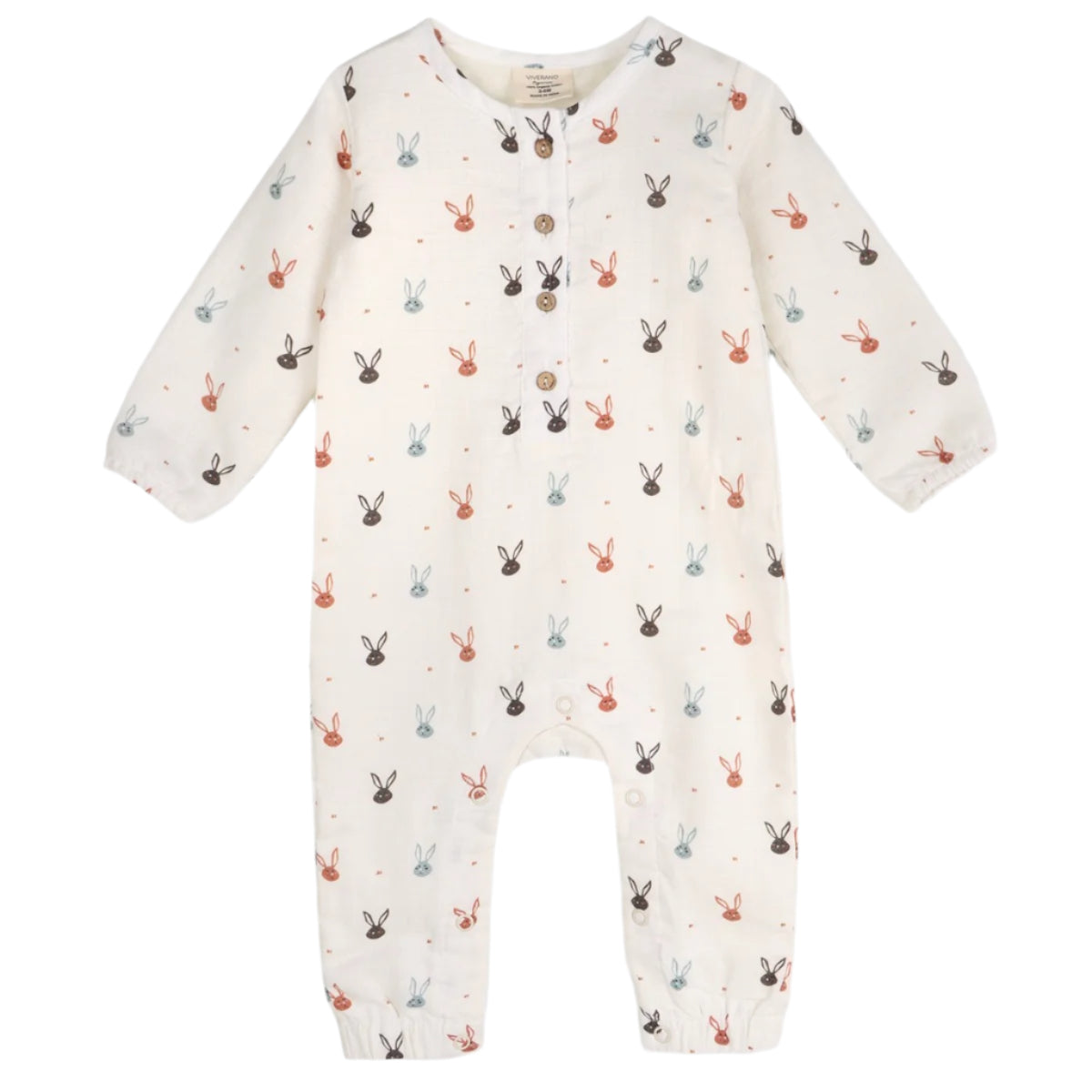 Viverano Organic Mini Bunnies Long Sleeve Baby Jumpsuit
