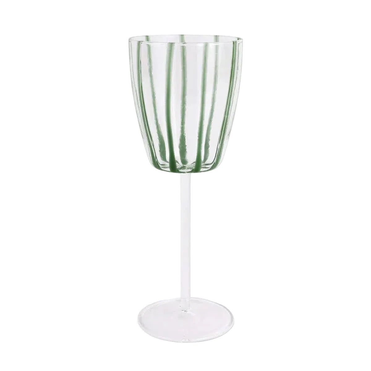 VIETRI Vietri Nuovo Stripe Green Stemmed Wine Glass