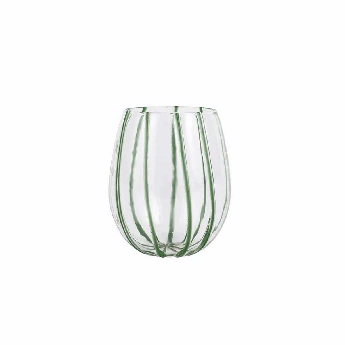 VIETRI Nuovo Stripe Green Stemless Wine Glass