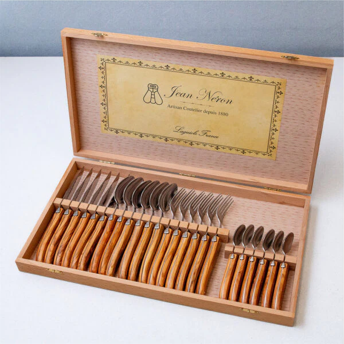 Jean Neron Laguiole France Olivewood Flatware, Set/24