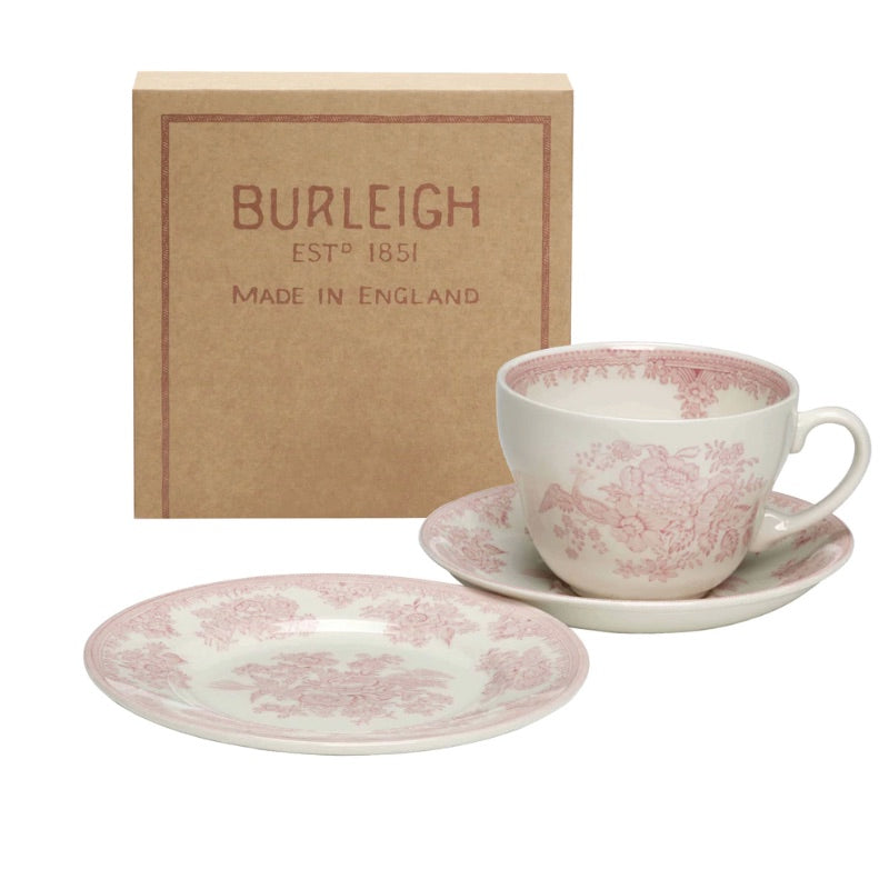 Burleigh Pink Asiatic Pheasants 3 Piece Breakfast Cup Set