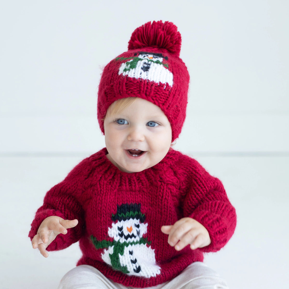 Huggalugs Frosty Sweater Ruby Crew Neck Handknit Sweater