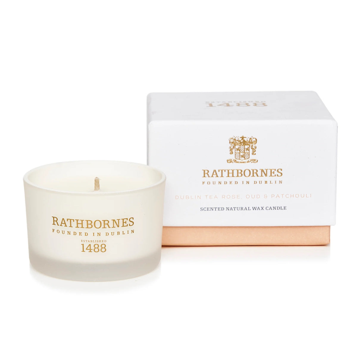 Rathbornes Dublin Tea Rose, Oud & Patchouli Travel Candle