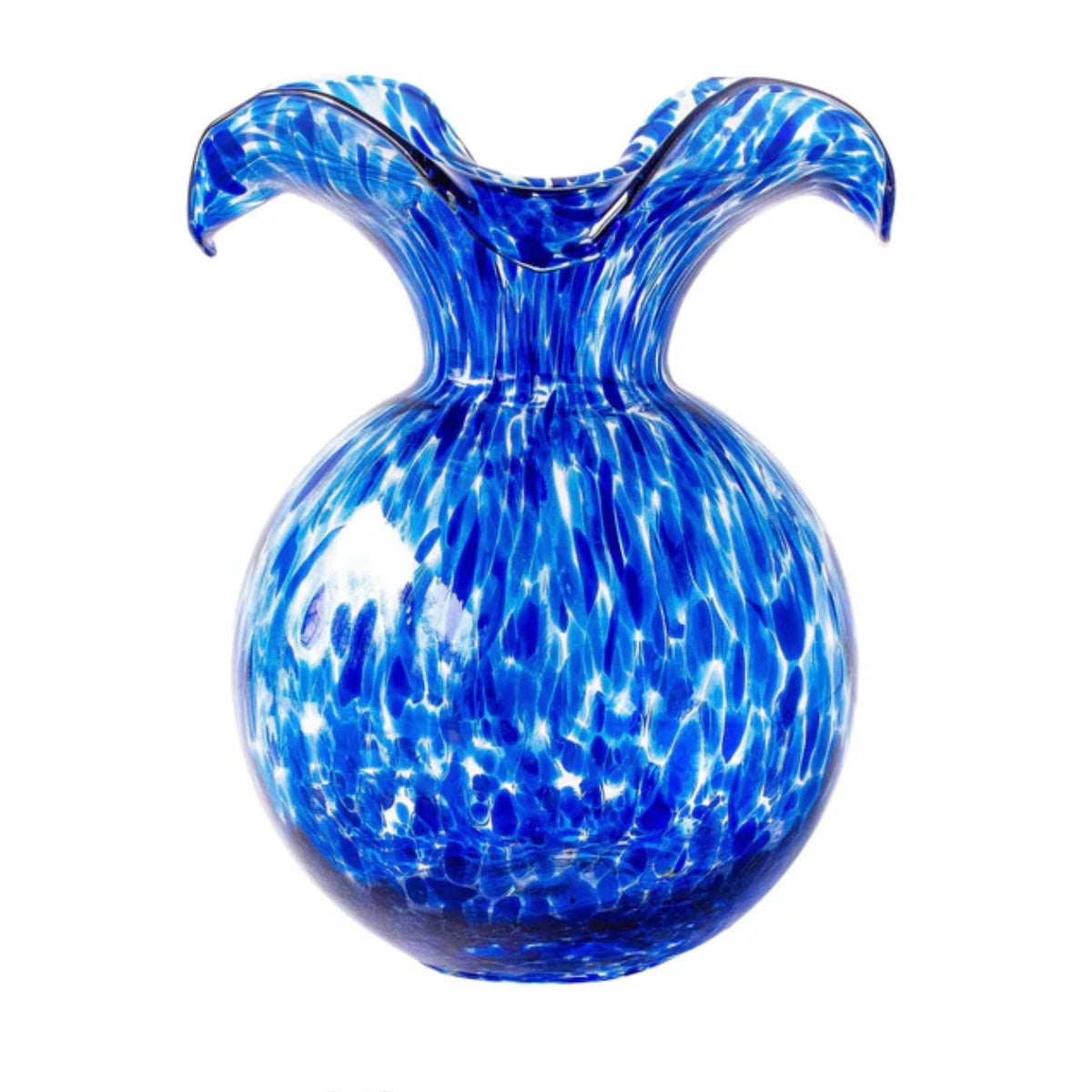 VIETRI Hibiscus Glass Cobalt Tortoiseshell Medium Fluted Vase