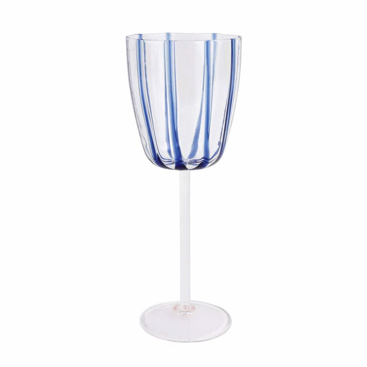 VIETRI Vietri Nuovo Stripe Blue Stemmed Wine Glass