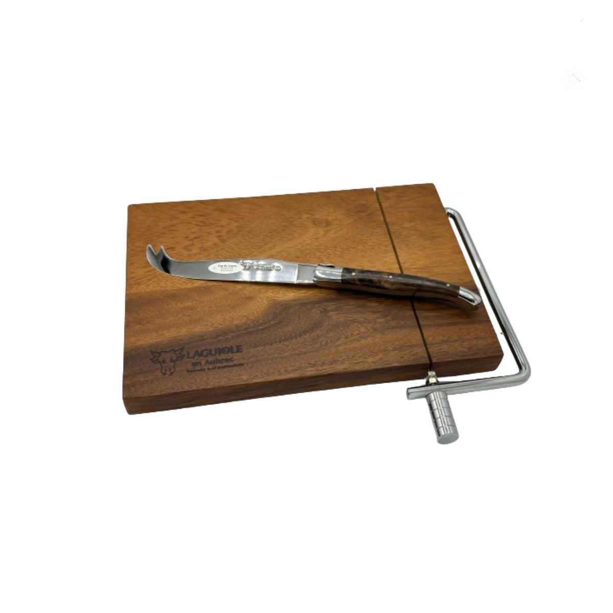 Laguiole en Aubrac Acacia French Cheese Cutting Board with Vinestock Knife