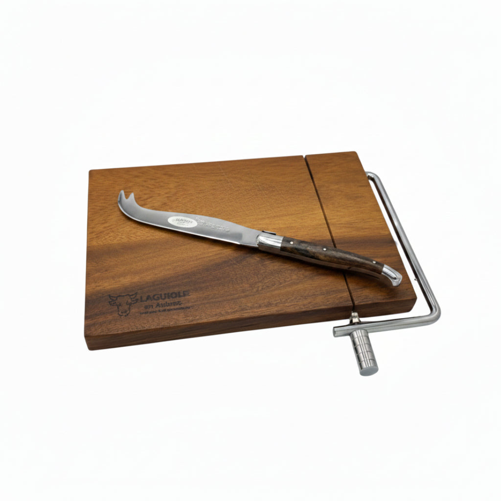 Laguiole en Aubrac Acacia French Cheese Cutting Board with Vinestock Knife