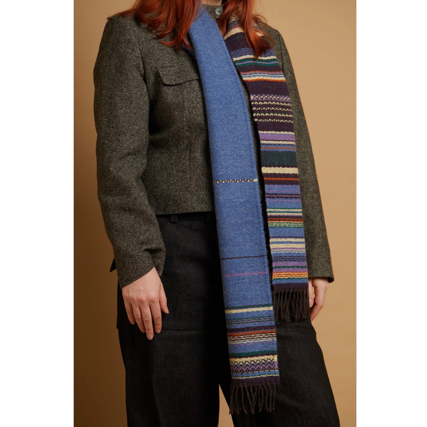 Wallace Sewell Lavanda Damson Lambswool Stripe Scarf
