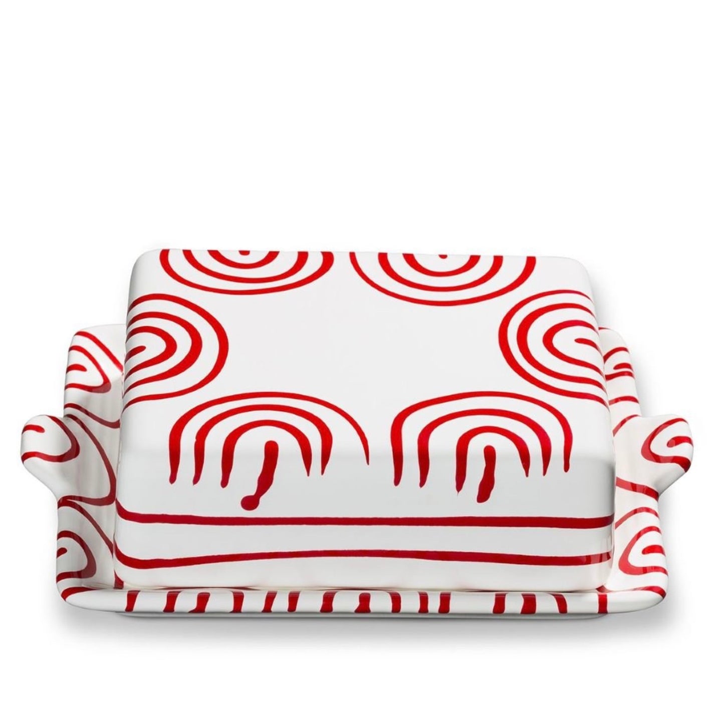 Dizzy Red Large Butter Dish