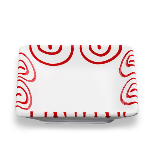 Dizzy Red Square Snack Tray