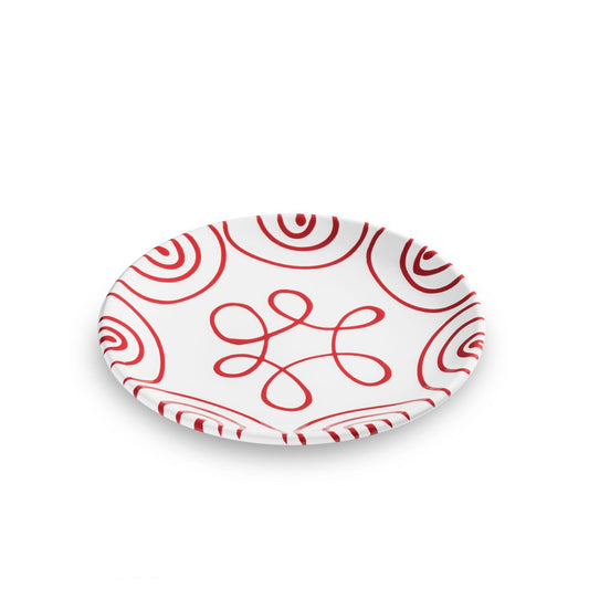 Dizzy Red Coupe Dessert Plate 7.8"