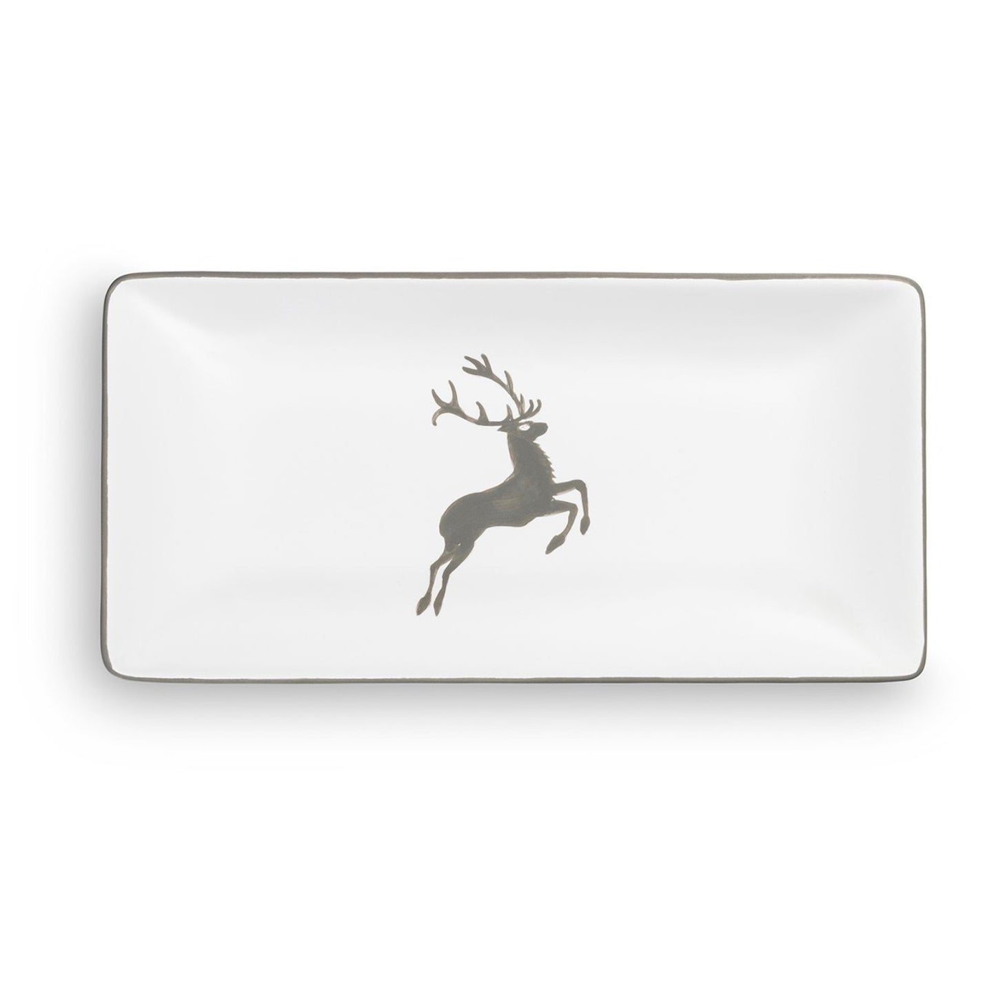 Grey Deer Rectangular Snack Tray 8.6"