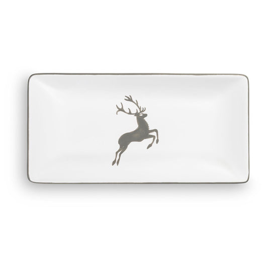 Grey Deer Rectangular Snack Tray 8.6"