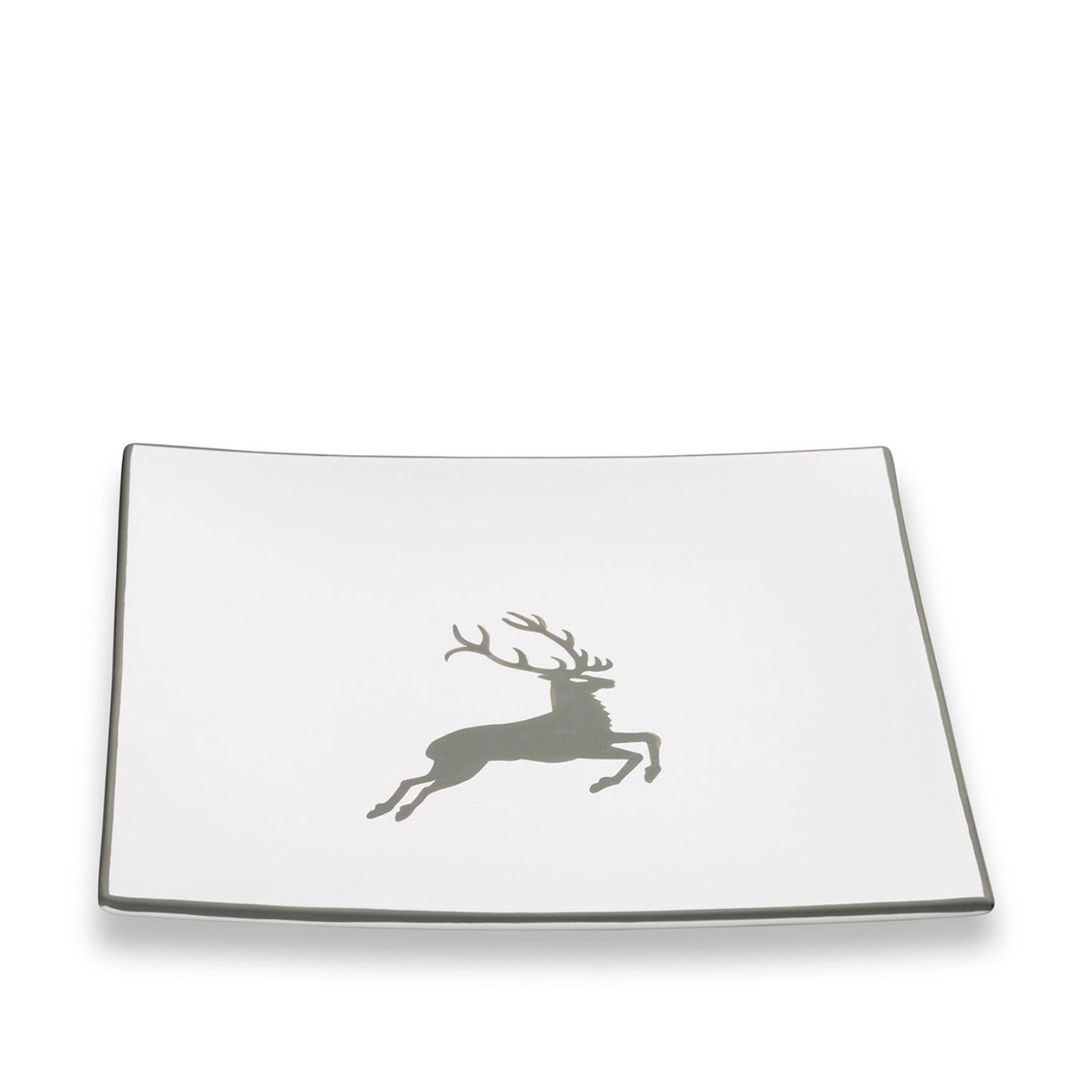 Grey Deer Square Plate 7.8"