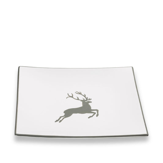 Grey Deer Square Plate 7.8"