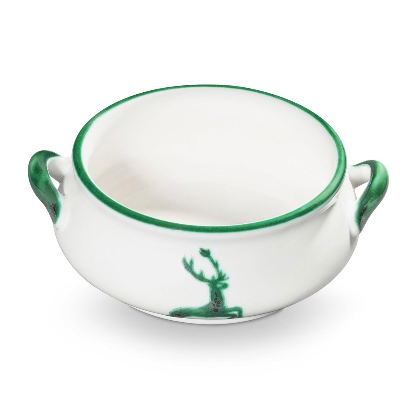 Green Deer Soup Bowl w/Handles