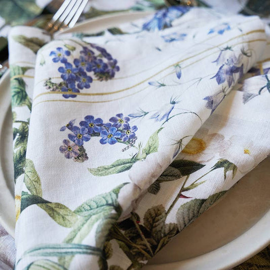 Koustrup & Co. - Blue Flower Garden Linen Napkins Set/4