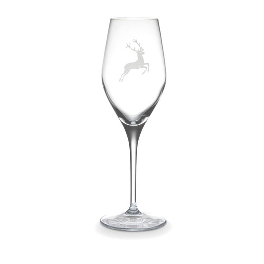 Gmundner Keramik Champagne Flute with Etched Deer