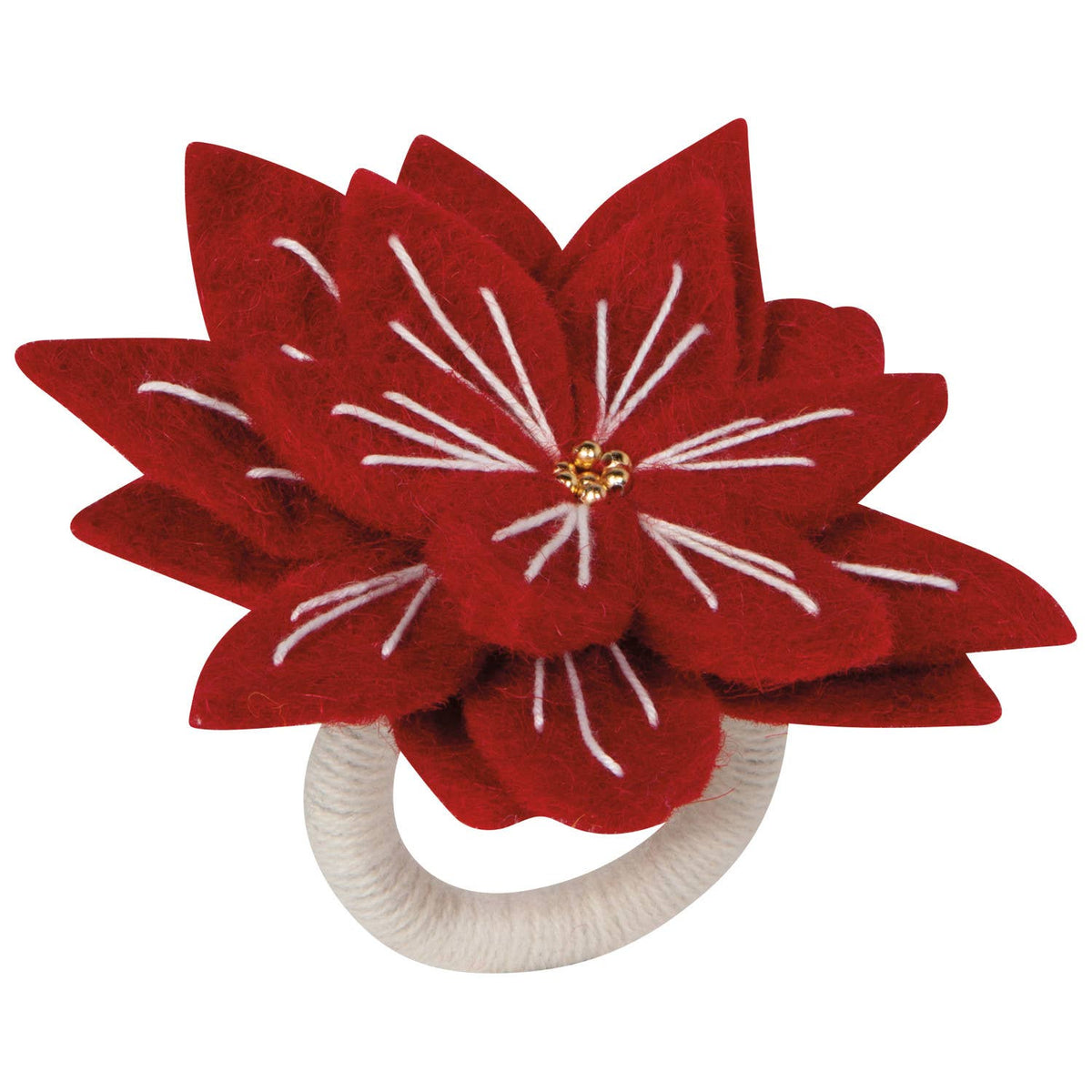 Amaryllis Christmas Felt Napkin Ring Set/4