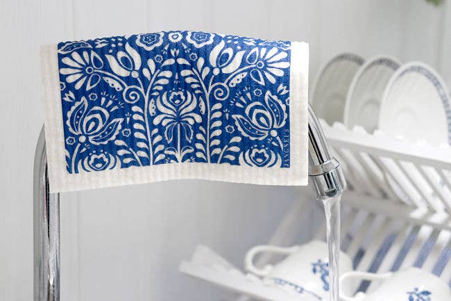 Jangneus - Swedish Dishcloth - Scandi Bloom - Blue