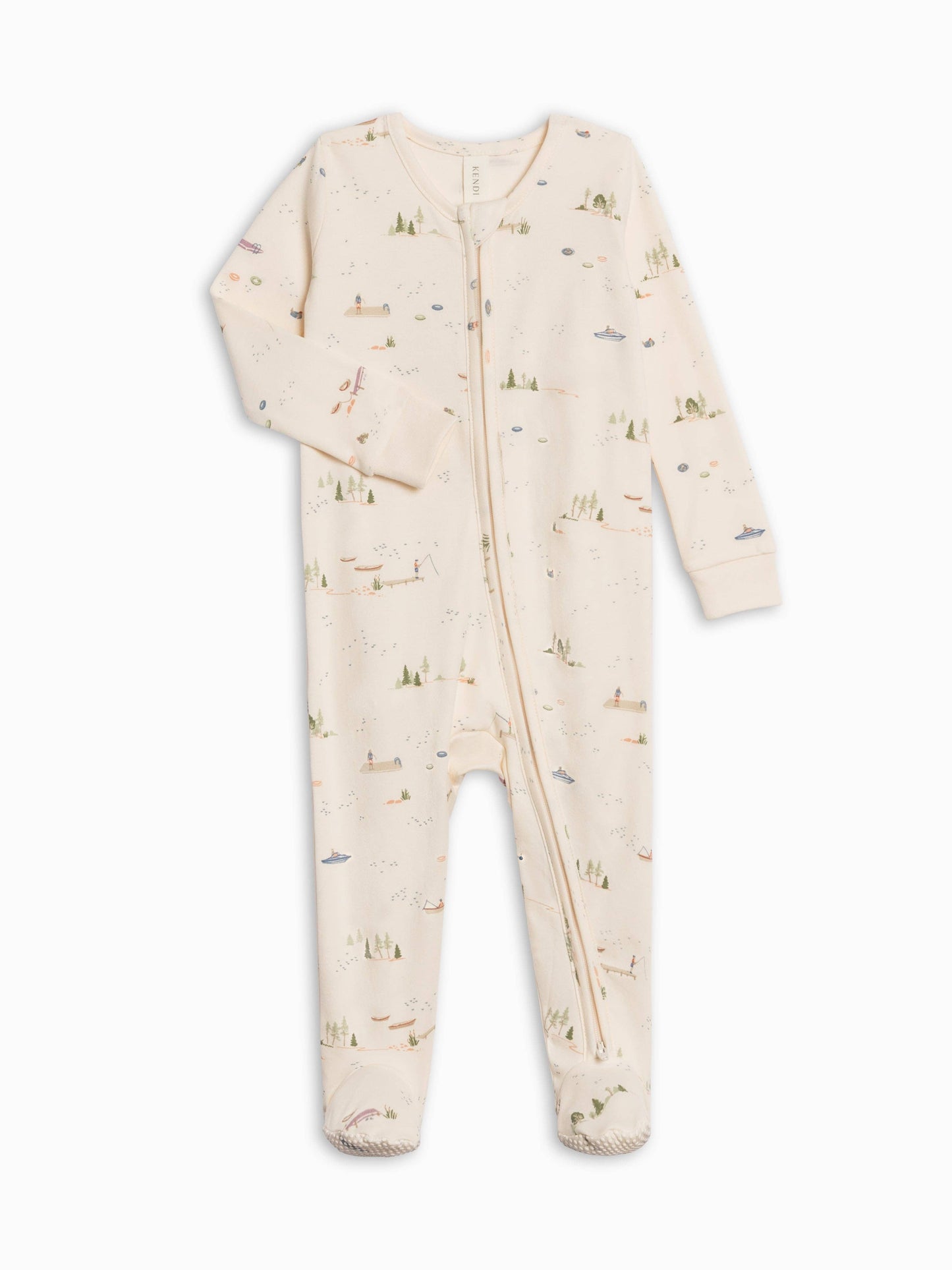 KENDI by Colored Organics - Peyton Zipper Sleeper - Lake / Barn + Mint