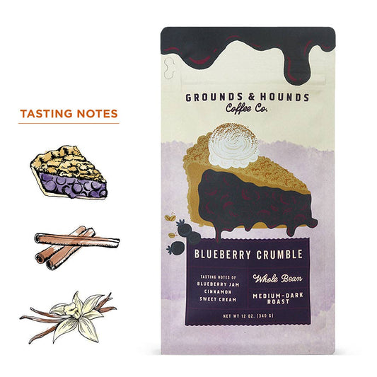 Grounds & Hounds - Blueberry Crumble Flavored Coffee - Whole Bean