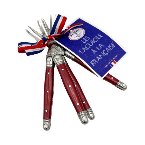 Jean Dubost Set of 4 Cocktail Forks - Red