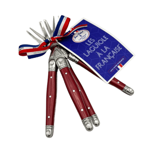 Jean Dubost Set of 4 Cocktail Forks - Red