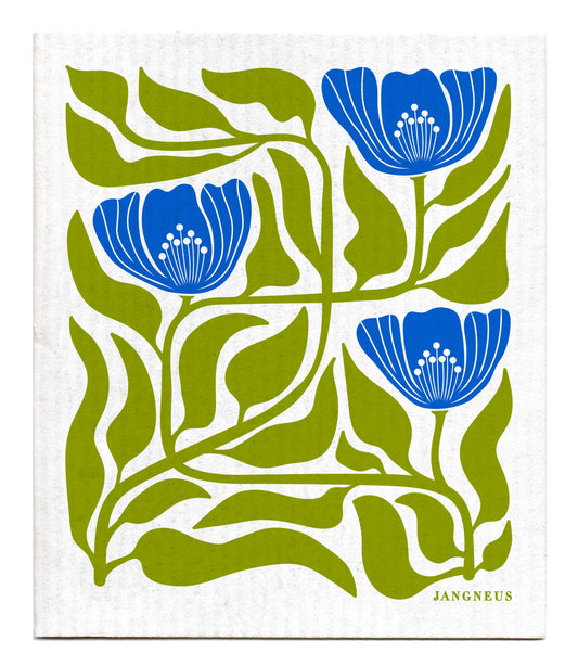 Jangneus - Swedish Dishcloth - Flower - Green/Blue