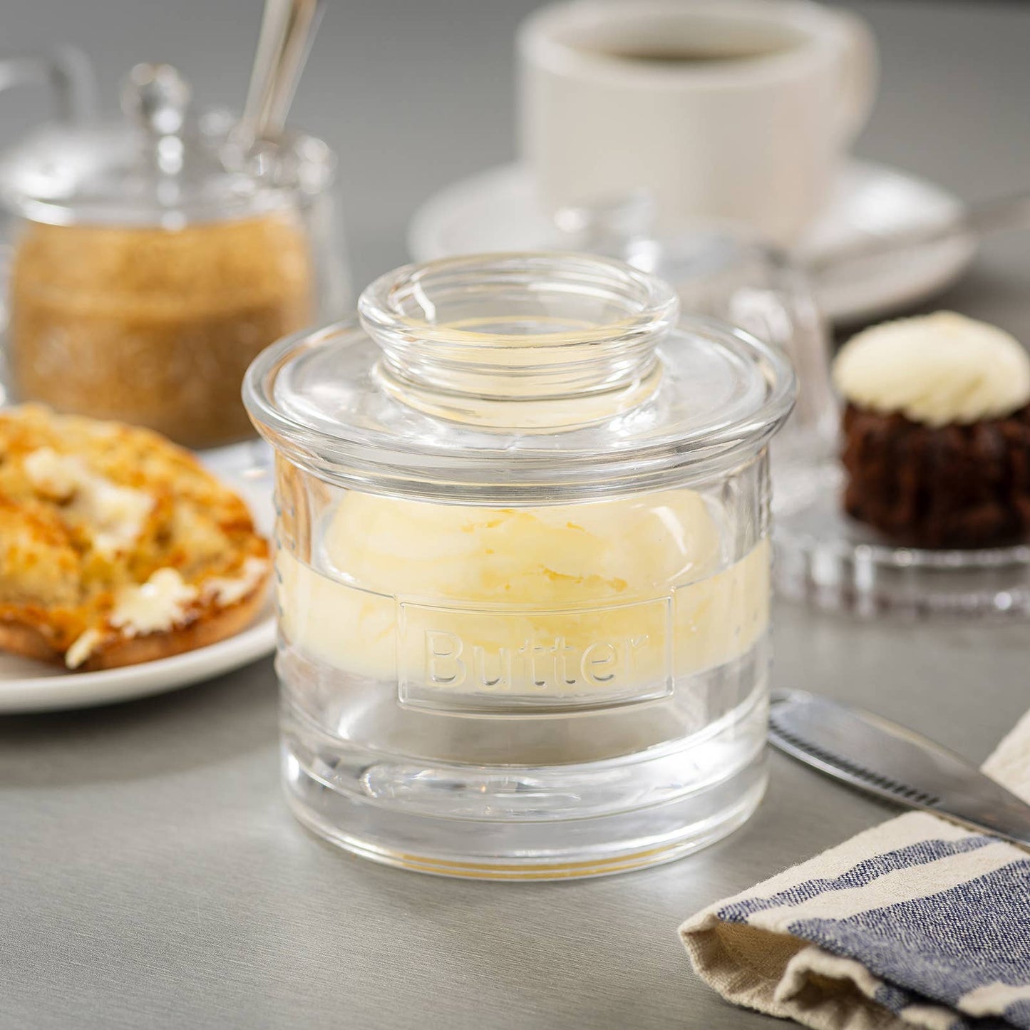 Glass French Style Butter Crock