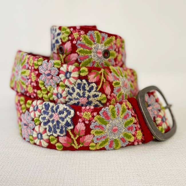 Jenny Krauss - Teaberry Embroidered Wool Belt