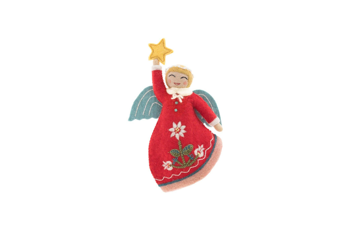 French Knot - Mini Angel Tree Topper - Red