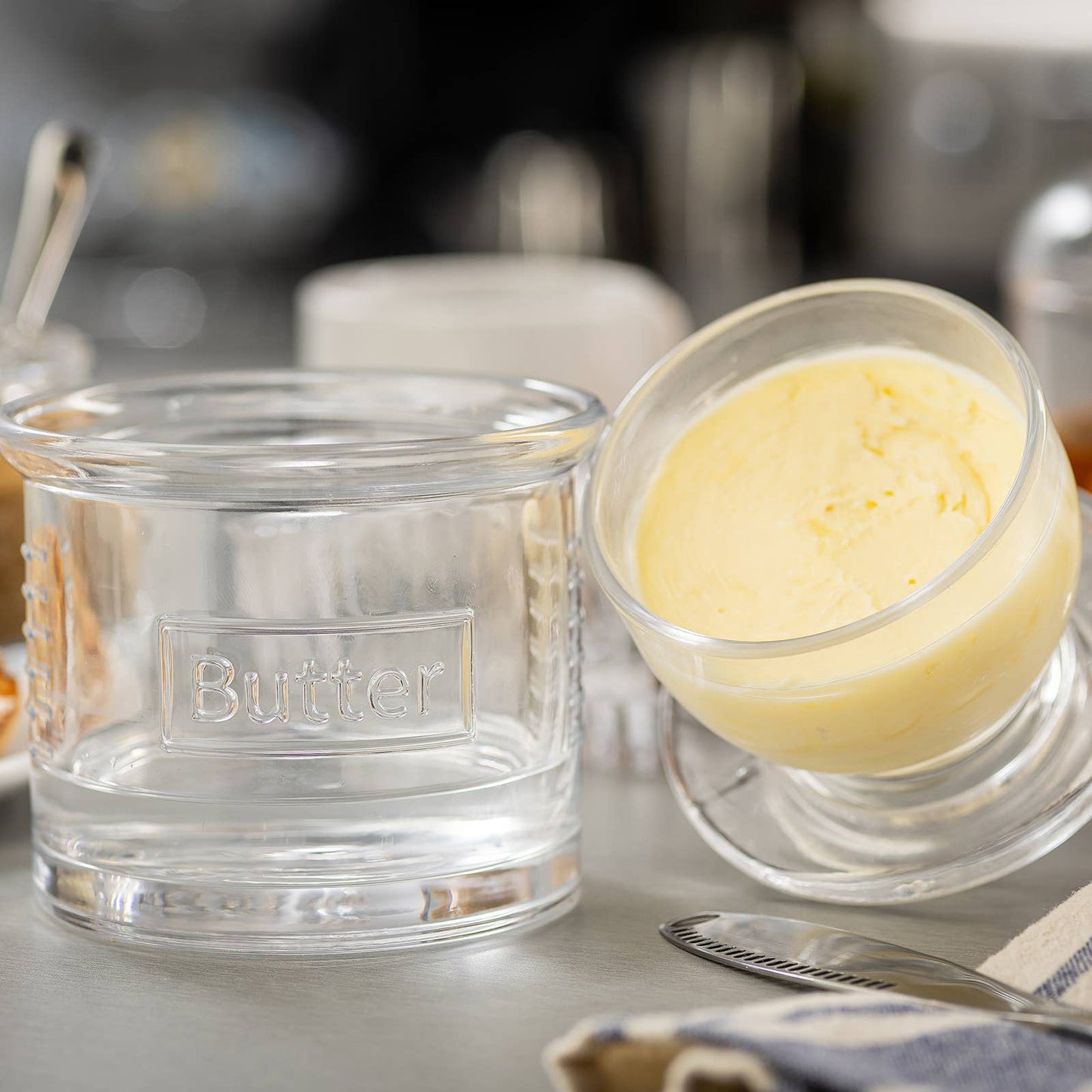 Glass French Style Butter Crock