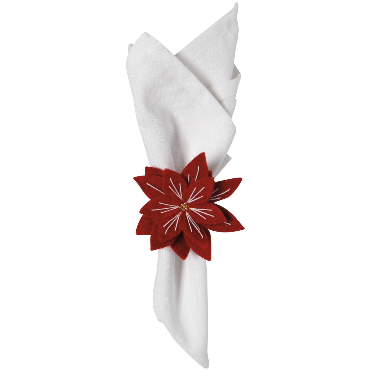 Amaryllis Christmas Felt Napkin Ring Set/4