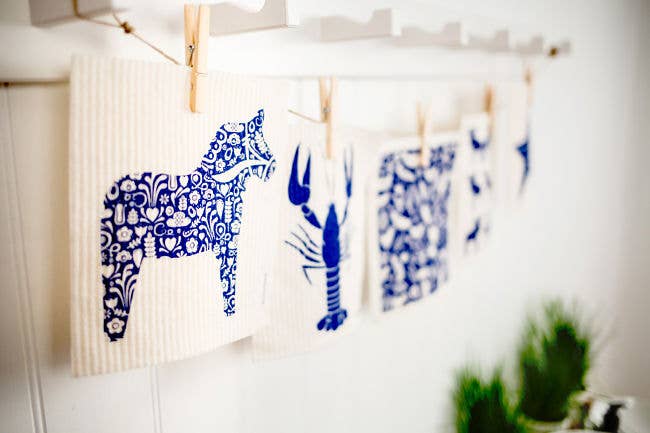 Jangneus - Swedish Dishcloth - Dala Horse - Blue