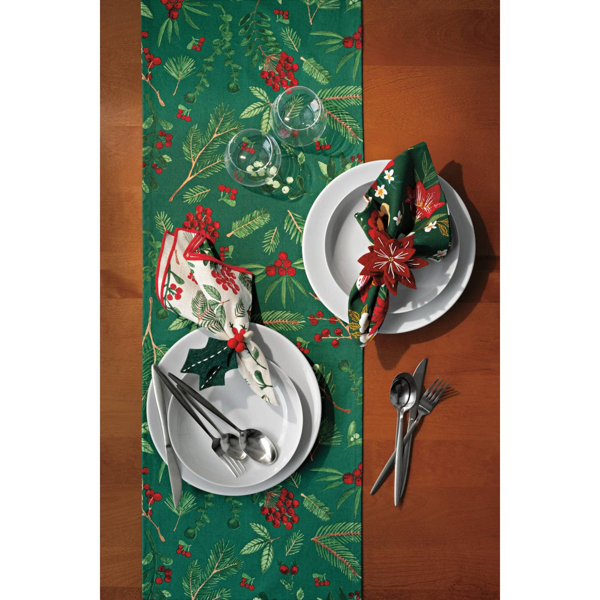 Amaryllis Christmas Felt Napkin Ring Set/4