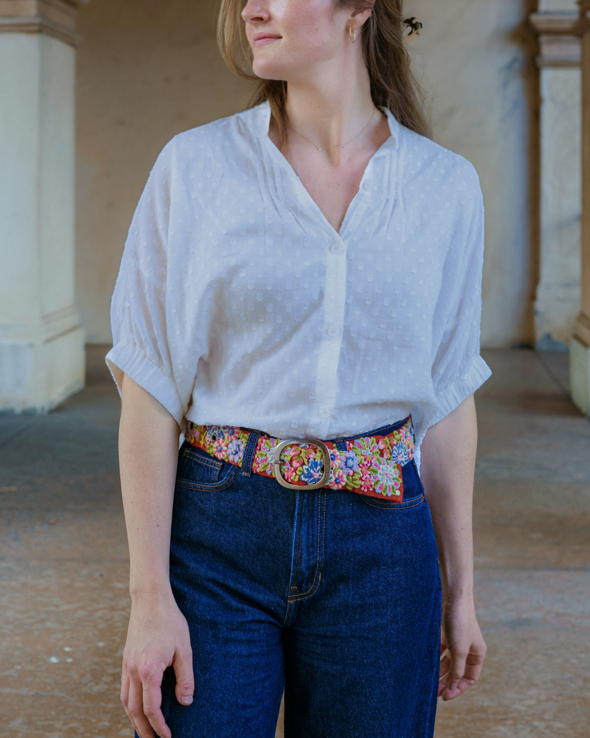 Jenny Krauss - Teaberry Embroidered Wool Belt