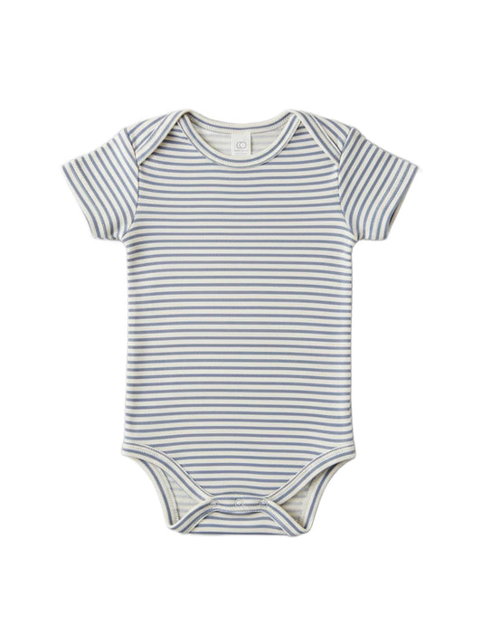 KENDI by Colored Organics - Afton Bodysuit - Bay Stripe / Ivory + Sea