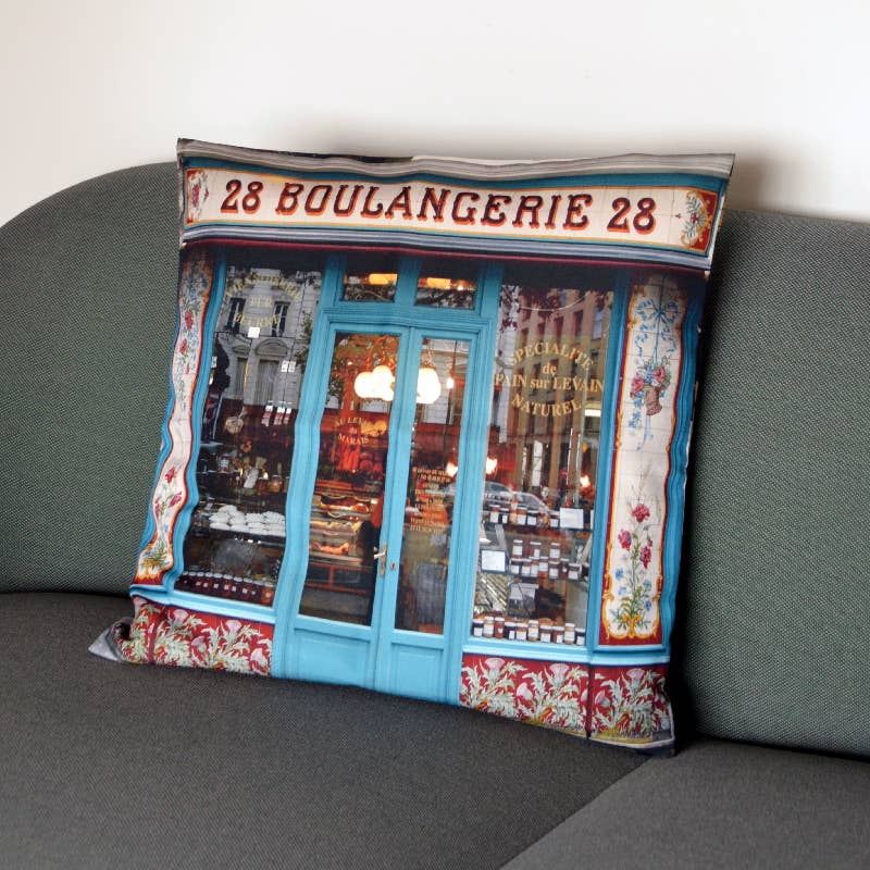 Maron Bouillie - Paris Devanture Boulangerie 28 Cushion Cover with Insert